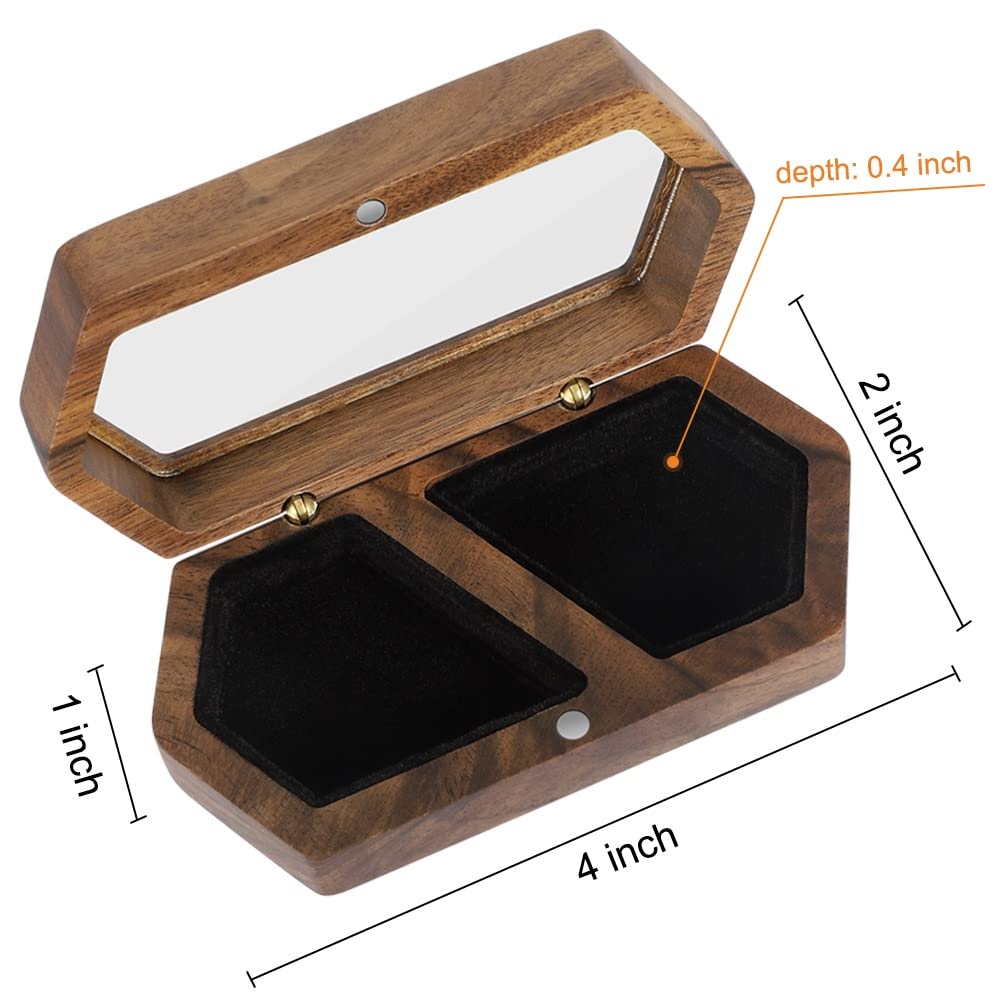 Wood Ring Box for Wedding Ceremony with Clear Top Engagement Ring Boxes Two Rings Case Ring Bearer Case Wooden Ring Holder — view 3