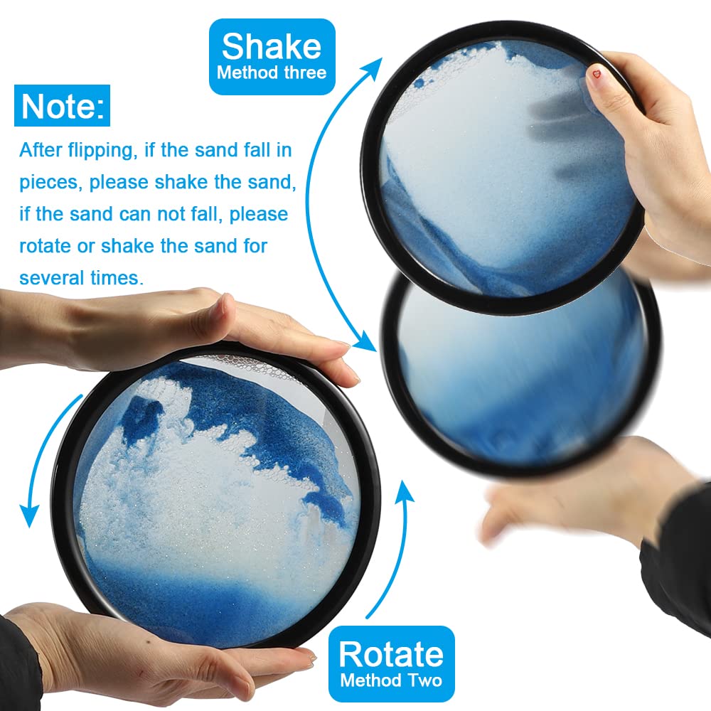 Moving Sand Art Picture, Dynamic Sand Picture – 10′′ Large Round Glass 3D Deep Sea Sand Frame Art Sandscape Desktop Art Decor for Home & Office — view 4