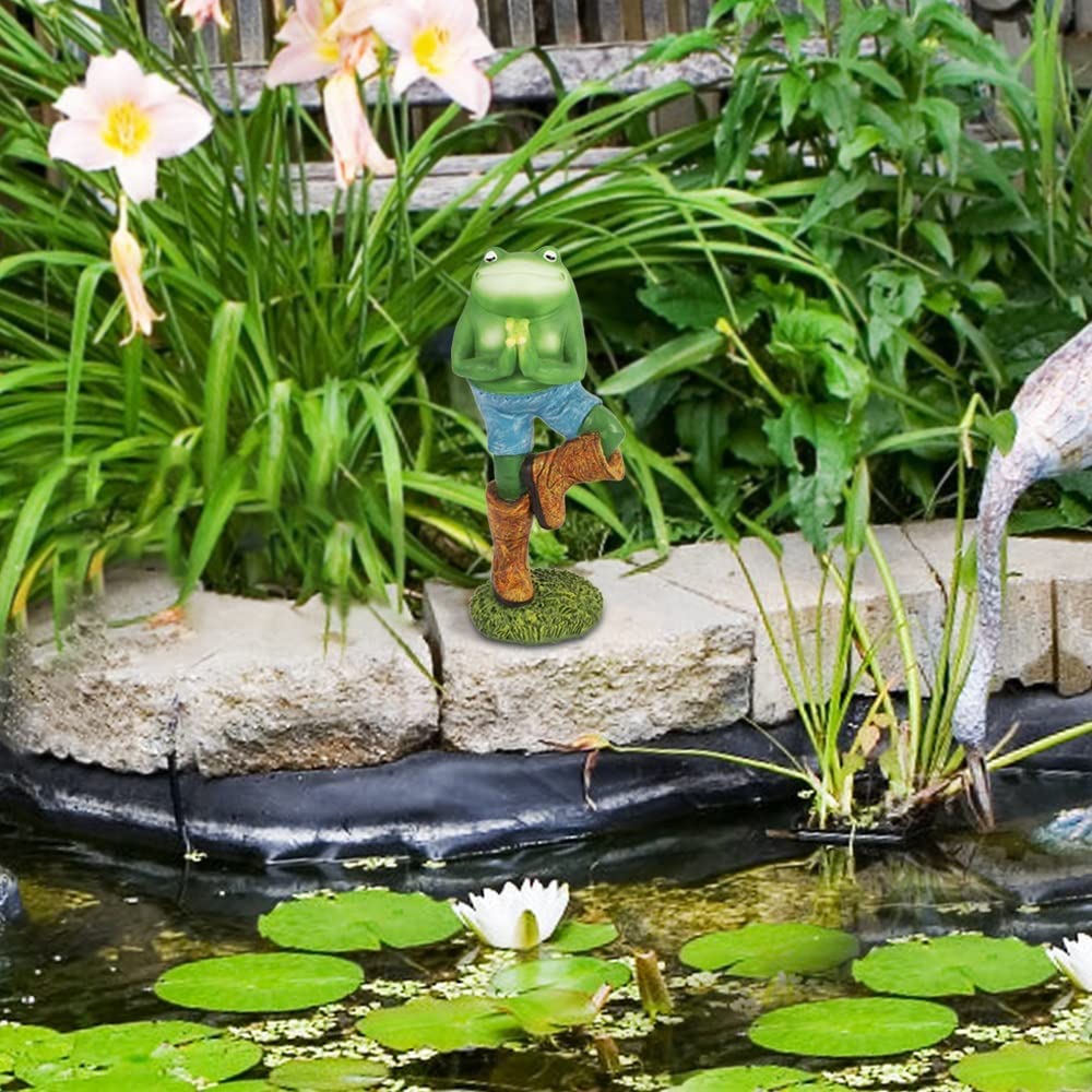 Yoga Frog Garden Statue Figurine Decorative Sculpture Zen Garden Frog Decor for Patio Yard or Home Bedroom Office Desktop Cabinet Shelf Resin 9.84′′x3.54′′x3.27′′ — view 3