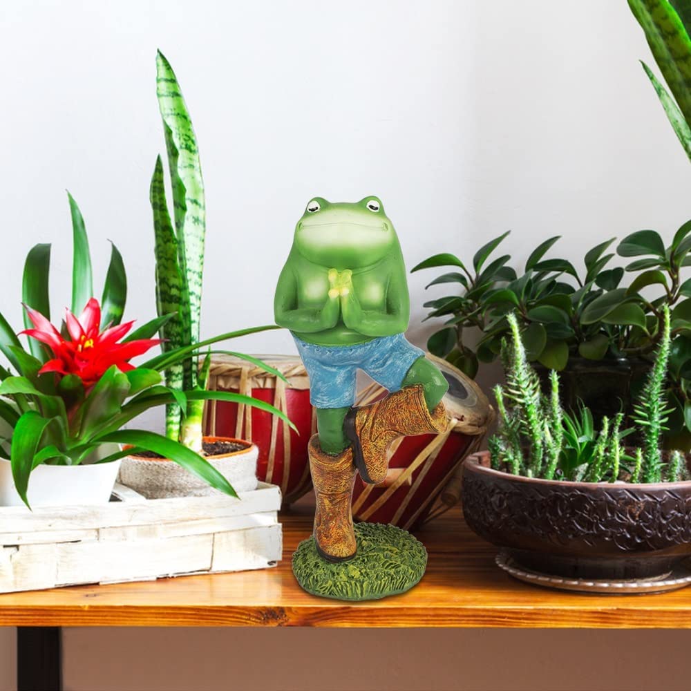 Yoga Frog Garden Statue Figurine Decorative Sculpture Zen Garden Frog Decor for Patio Yard or Home Bedroom Office Desktop Cabinet Shelf Resin 9.84′′x3.54′′x3.27′′ — view 4